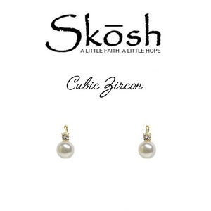 Skosh Gold Plated Pearl/CZ Studs