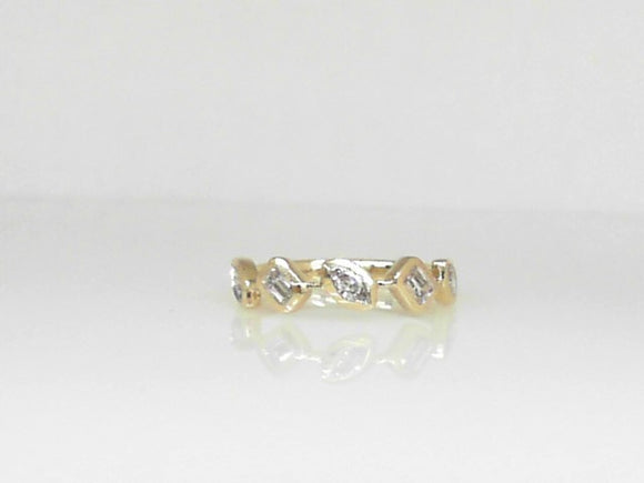 Yellow Gold Bezel Set Mixed Shaped Diamond Band