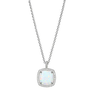 Charles Garnier Sterling Silver Synthetic Opal Necklace 17+2"