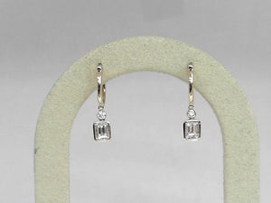 Yellow Gold Bezel Set Baguette Dangle Diamond Earrings