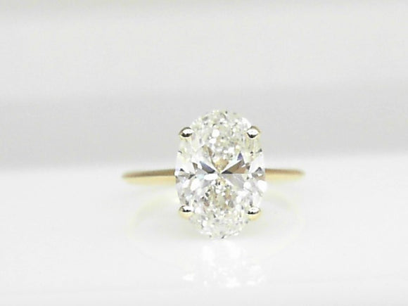 14k Yellow Gold Lab Oval 3.02ct Engagement Ring