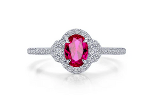 Lafonn Simulated Diamond/Oval Ruby Ring