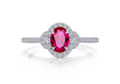 Lafonn Simulated Diamond/Oval Ruby Ring