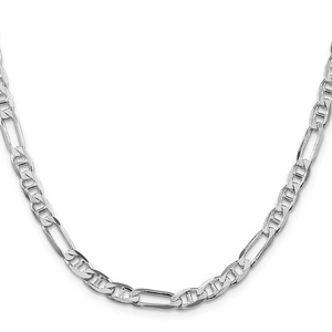 Sterling Silver Rhodium Plated 5.5mm Figaro Anchor 24" Chain