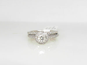 White Gold Round Diamond Bridal Set with Halo