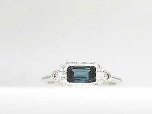 10k White Gold London Blue Topaz and 0.10ct Diamond