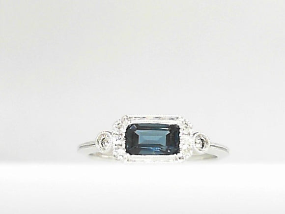 10k White Gold London Blue Topaz and 0.10ct Diamond