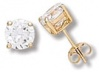 Sterling Silver Gold Tone 7MM Clear CZ Stud Earrings