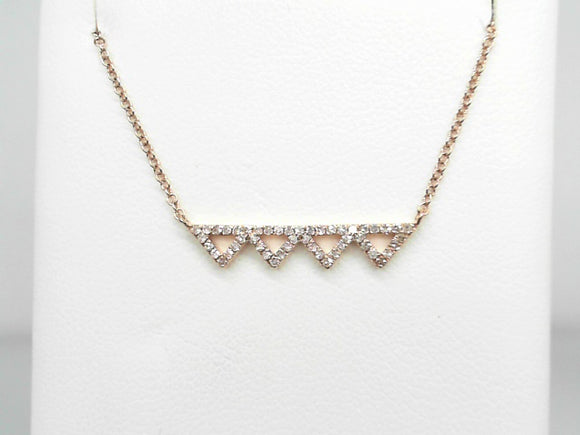14K RG .14CT Diamond Geometric Bar Necklace