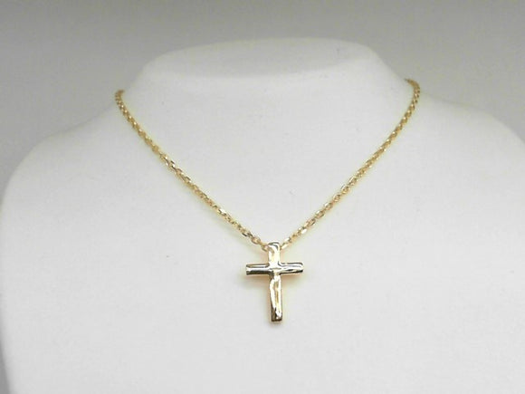 Sterling Silver/Yellow Gold Bonded Tiny Cross Necklace