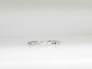 White Gold Curved Round and Baguette Diamond Wedding Band
