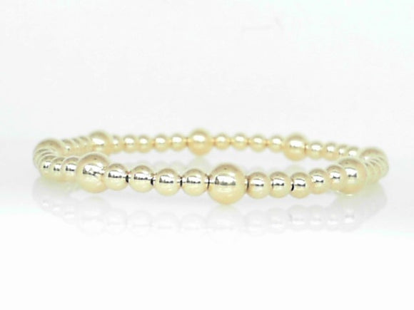 Gold Filled 4+6mm Beaded Stretch Bracelet