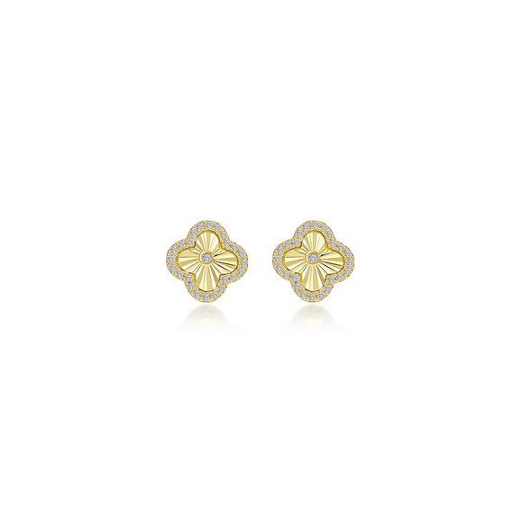 Sterling Silver Gold Plated Lafonn Clover Stud Earrings