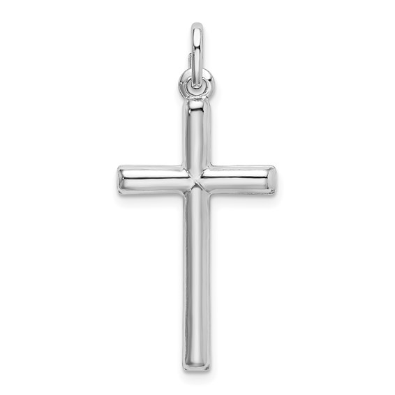 Sterling Silver Rhodium Plated Polished Cross Pendant