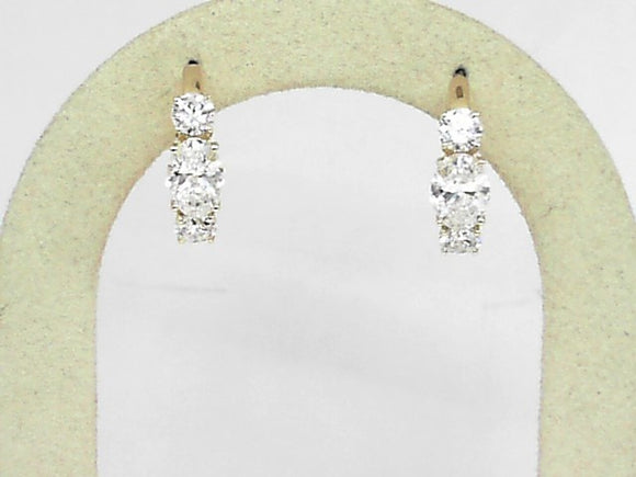 14k Yellow Gold Lab Diamond 2.50ctw Oval and Round Huggie Hoop Earrings