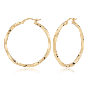 Yellow Gold 1.8x30mm Twisted Hoop Earrings