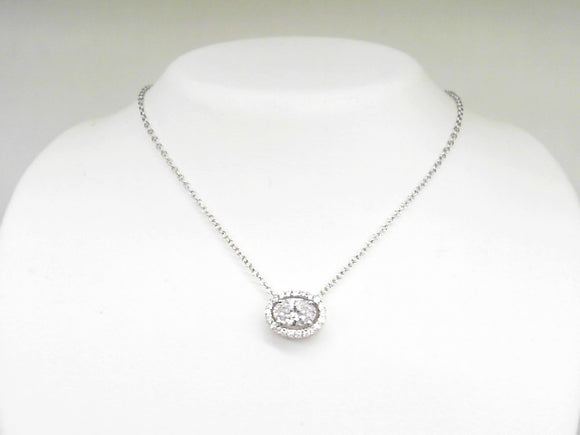 Lafonn Oval Simulated Diamond Solitaire Necklace with Halo
