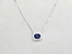 14k White Gold 0.54ct Diamond and Sapphire Necklace