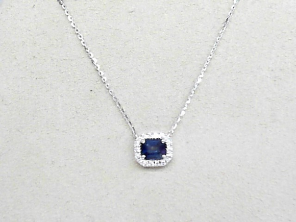 14k White Gold 0.54ct Diamond and Sapphire Necklace