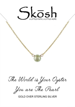 Skosh Gold Plated Sterling Silver Stationary Pearl Neckalce 16+2