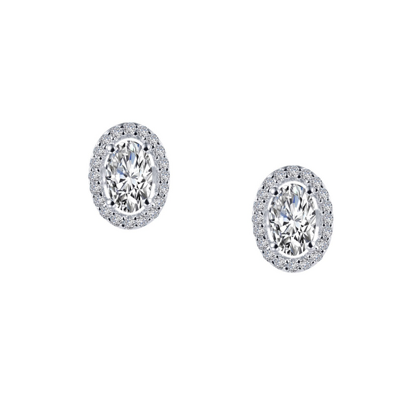 Lafonn Simulated Diamond Oval Studs with Halo