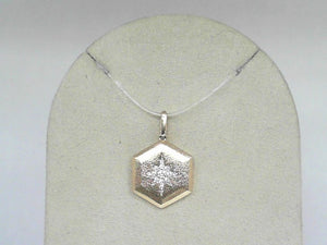 Textured Yellow Gold Hexagon Star Diamond Pendant