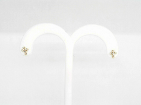 Yellow Gold Diamond Cross Stud Earrings