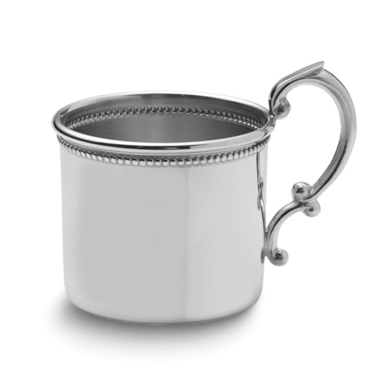 Pewter Beaded Baby Cup