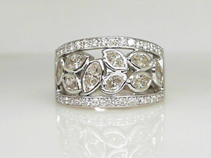 14K WG 1.96 CTW Marquee and Round Diamond Band #17399