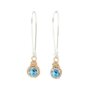 Earth Grace Dangle Birthstone Earrings- Azore Blue