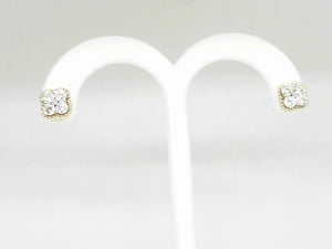 Yellow Gold Diamond Clover Inspired Stud Earrings