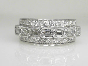 White Gold Wide Baguette Diamond Band