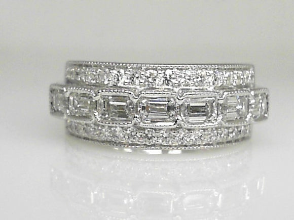 White Gold Wide Baguette Diamond Band