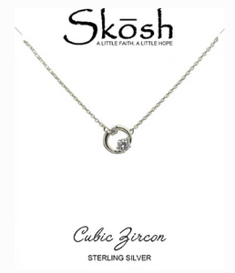 Skosh Sterling Silver Karma Circle CZ Necklace