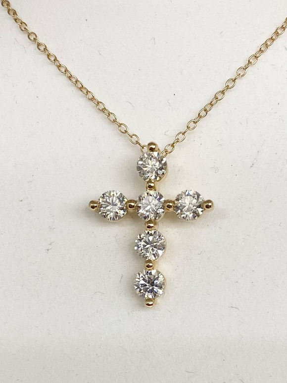 Yellow Gold Diamond Cross Necklace