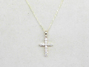 14k Yellow Gold Diamond 0.28ct Cross Necklace
