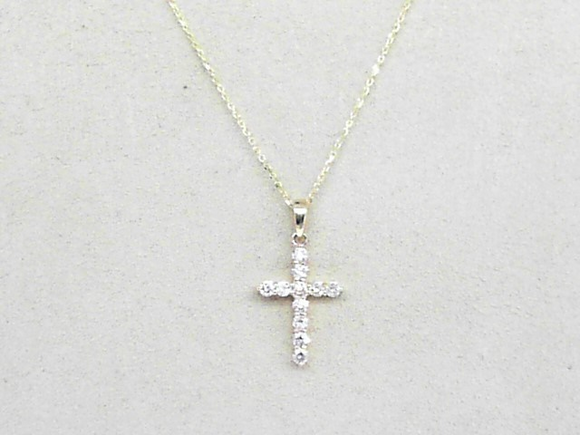 14k Yellow Gold Diamond 0.28ct Cross Necklace