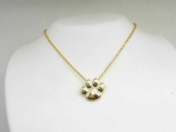 Sterling Silver/Yellow Gold Bonded Paw Print Necklace
