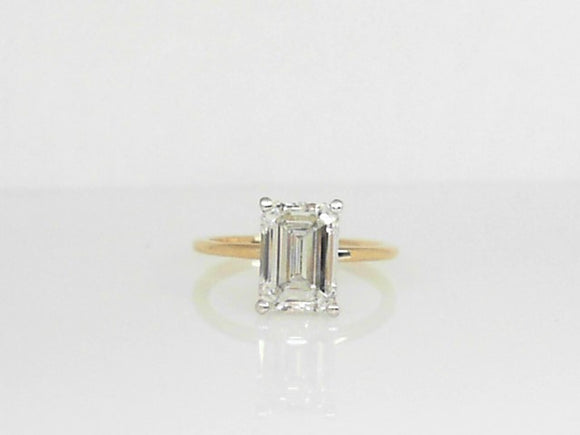 Lab Grown Emerald Cut Diamond Solitaire with Hidden Halo