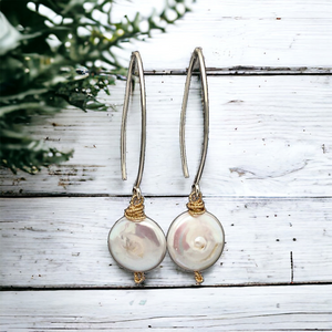 Sterling Silver Freshwater Pearl Luna Earrings