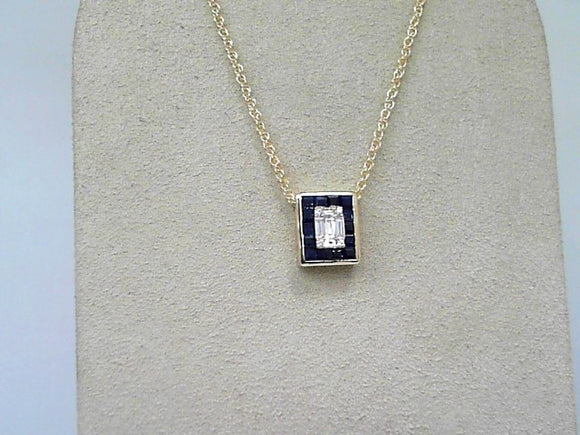 Yellow Gold Sapphire and Diamond Necklace