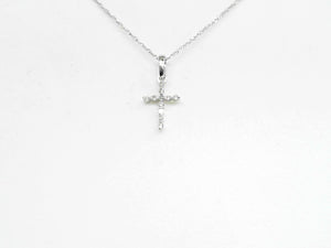 White Gold Diamond Cross Necklace