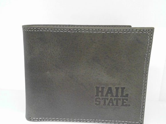 Gray Hail State Embossed Bifold Leather Wallet