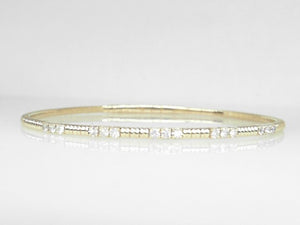 14k Yellow Gold Diamond 0.46ct Flex Beaded Bangle Bracelet 6.75"