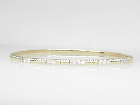 14k Yellow Gold Diamond 0.46ct Flex Beaded Bangle Bracelet 6.75