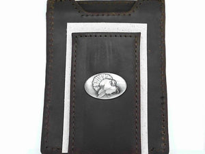 Zeppro Brown Leather Turkey Concho Clip Front Pocket Wallet