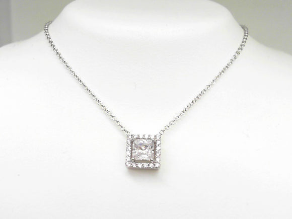 Lafonn Princess Simulated Diamond Solitaire Necklace with Halo