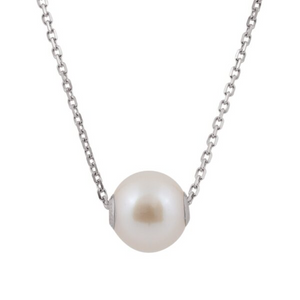14k White Gold 7mm Freshwater Pearl Necklace 18"