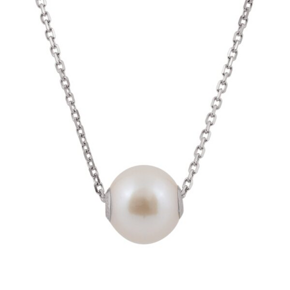 14k White Gold 7mm Freshwater Pearl Necklace 18