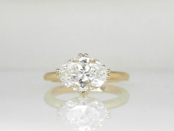 Yellow Gold Lab Grown East-West Oval Solitaire